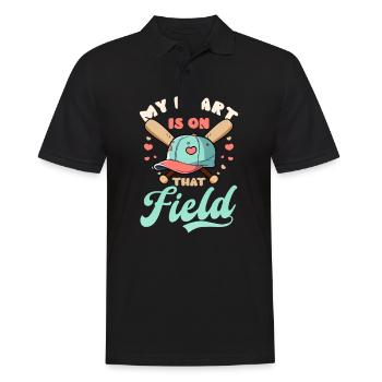 Le cœur de maman de baseball est sur le terrain - Polo Homme - noir - Devant - Kai (181cm)