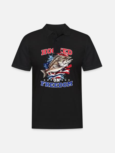 Fisherman Hooked On Fishing Flag - Men's Polo Shirt - black