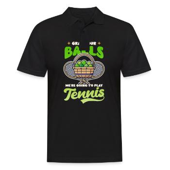 Tennis Ostern Bälle greifen Tennis spielen - Männer Poloshirt - Schwarz - Vorne - Kai (181cm)