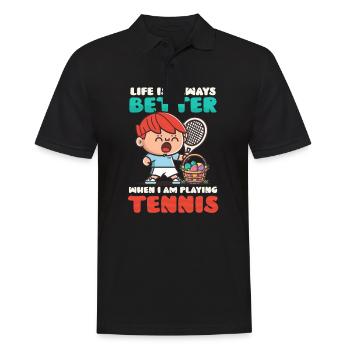 Tennis Ostern besser mit Tennis - Männer Poloshirt - Schwarz - Vorne - Kai (181cm)