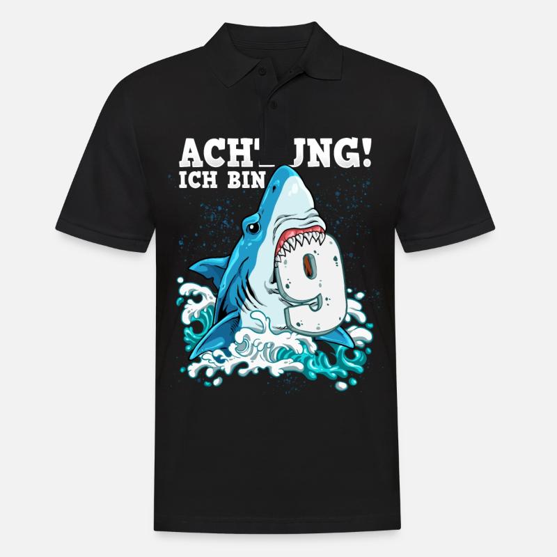 Requin de 9e anniversaire - Polo Homme - noir