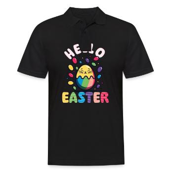 Katze Ostern Hallo Ostern - Männer Poloshirt - Schwarz - Vorne - Kai (181cm)