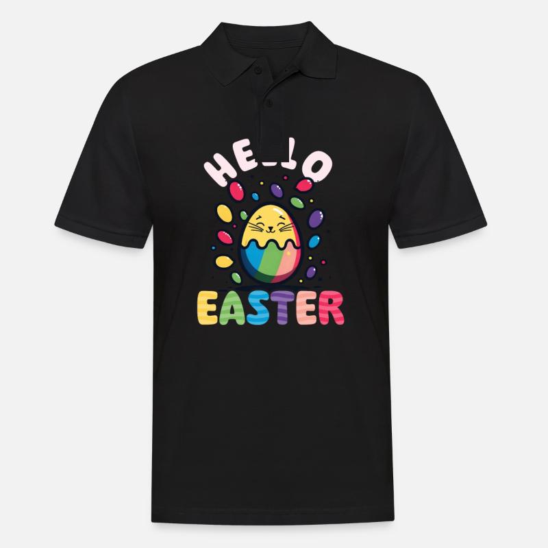 Cat Easter Hello Easter - Men's Polo Shirt - black