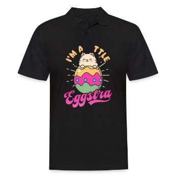 Katze Ostern Ich bin Little Eggstra - Männer Poloshirt - Schwarz - Vorne - Kai (181cm)