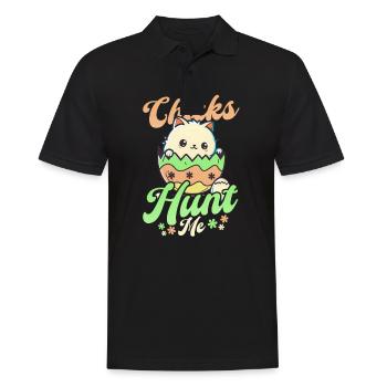 Chat Pâques poussins chasser mhe - Polo Homme - noir - Devant - Kai (181cm)