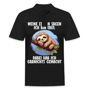 Meine Eltern Alle sagen ich bin faul Faultier - Männer Poloshirt - Schwarz - Vorne - Kai (181cm)