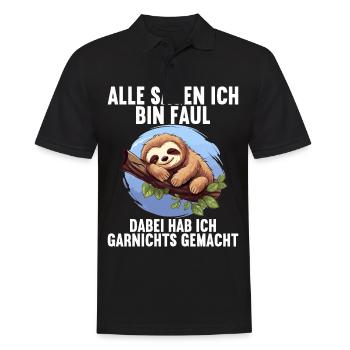Meine Eltern Alle sagen ich bin faul Faultier - Männer Poloshirt - Schwarz - Vorne - Kai (181cm)