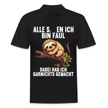Meine Eltern Alle sagen ich bin faul Faultier - Männer Poloshirt - Schwarz - Vorne - Kai (181cm)