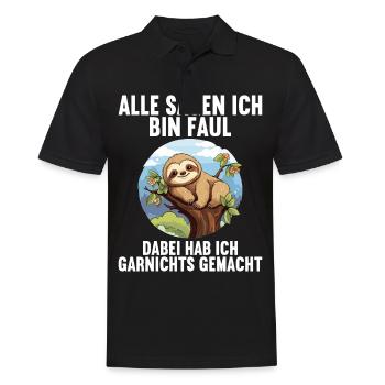 Meine Eltern Alle sagen ich bin faul Faultier - Männer Poloshirt - Schwarz - Vorne - Kai (181cm)