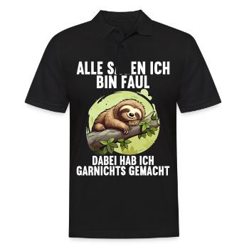 Meine Eltern Alle sagen ich bin faul Faultier - Männer Poloshirt - Schwarz - Vorne - Kai (181cm)