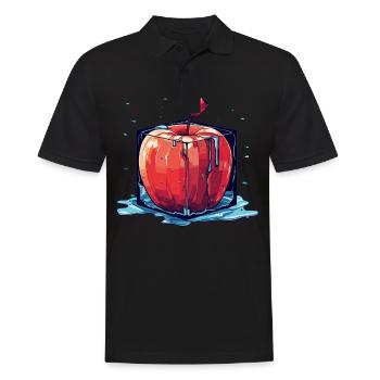 Würfel Apfel Cube Apple - Männer Poloshirt - Schwarz - Vorne - Kai (181cm)