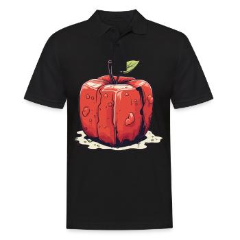 Würfel Apfel Cube Apple - Männer Poloshirt - Schwarz - Vorne - Kai (181cm)