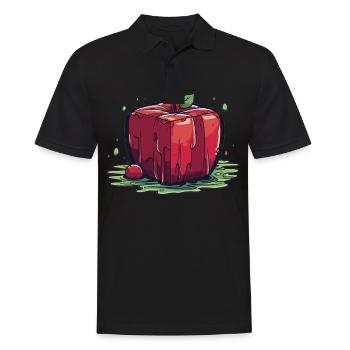 Würfel Apfel Cube Apple - Männer Poloshirt - Schwarz - Vorne - Kai (181cm)