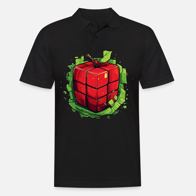 Würfel Apfel Cube Apple - Männer Poloshirt - Schwarz