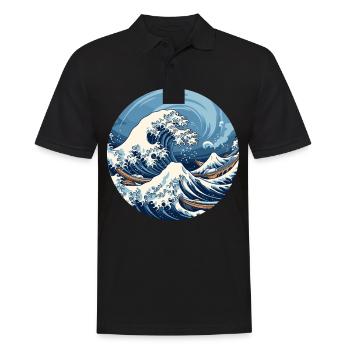 Große Welle The Great Wave Kanagawa - Men's Polo Shirt - black - Front - Kai (181cm)