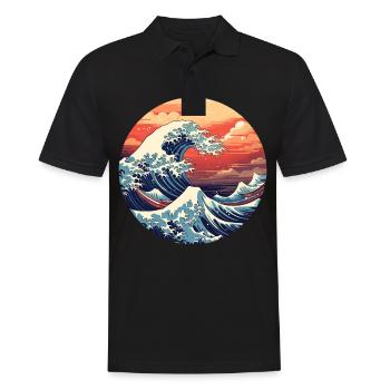 Große Welle The Great Wave Kanagawa - Men's Polo Shirt - black - Front - Kai (181cm)