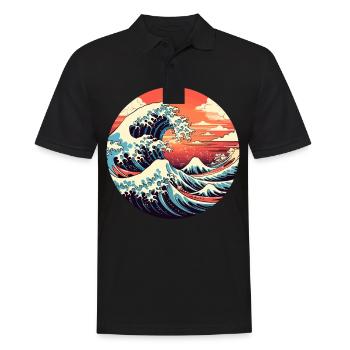 Große Welle The Great Wave Kanagawa - Men's Polo Shirt - black - Front - Kai (181cm)