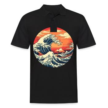 Große Welle The Great Wave Kanagawa - Men's Polo Shirt - black - Front - Kai (181cm)
