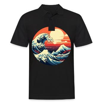 Große Welle The Great Wave Kanagawa - Men's Polo Shirt - black - Front - Kai (181cm)