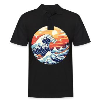 Große Welle The Great Wave Kanagawa - Men's Polo Shirt - black - Front - Kai (181cm)