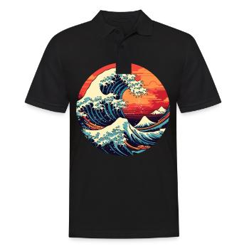 Große Welle The Great Wave Kanagawa - Men's Polo Shirt - black - Front - Kai (181cm)