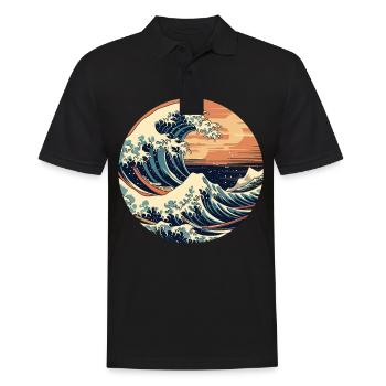 Große Welle The Great Wave Kanagawa - Men's Polo Shirt - black - Front - Kai (181cm)