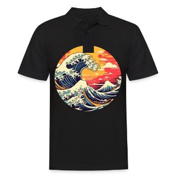Große Welle The Great Wave Kanagawa - Men's Polo Shirt - black - Front - Kai (181cm)