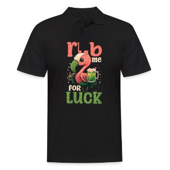 Irischer Flamingo St. Patricks Reiben für Glück - Männer Poloshirt - Schwarz - Vorne - Kai (181cm)