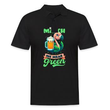 Flamant rose irlandais St Patricks en mars, nous portons du vert - Polo Homme - noir - Devant - Kai (181cm)
