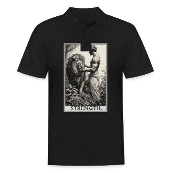Tarotkarten Tarotkarte Strength Kraft - Männer Poloshirt - Schwarz - Vorne - Kai (181cm)