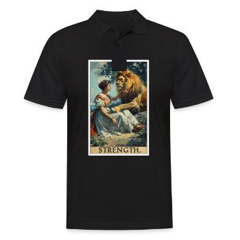 Tarotkarten Tarotkarte Strength Kraft - Männer Poloshirt - Schwarz - Vorne - Kai (181cm)