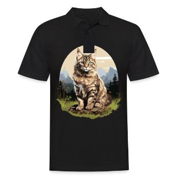 Cat Cats American Bobtail - Men's Polo Shirt - black - Front - Kai (181cm)