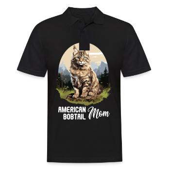 Cat Cats American Bobtail - Men's Polo Shirt - black - Front - Kai (181cm)