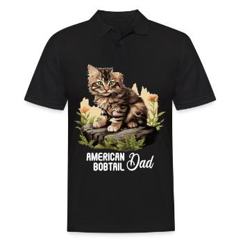 Cat Cats American Bobtail - Men's Polo Shirt - black - Front - Kai (181cm)