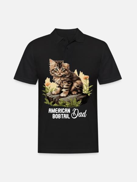 Cat Cats American Bobtail - Men's Polo Shirt - black