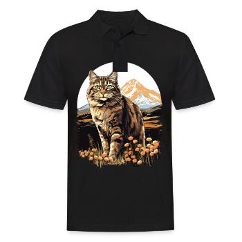 Cat Cats American Bobtail - Men's Polo Shirt - black - Front - Kai (181cm)