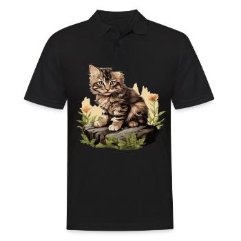 Cat Cats American Bobtail - Men's Polo Shirt - black - Front - Kai (181cm)