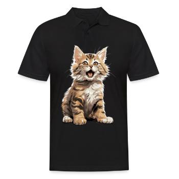 Cat Cats American Bobtail - Men's Polo Shirt - black - Front - Kai (181cm)