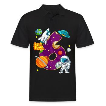 6 Geburtstag Weltall Weltraum Astronaut 6 Jahre - Männer Poloshirt - Schwarz - Vorne - Kai (181cm)