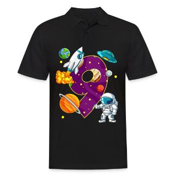 9 Birthday Space Space Astronaut 9 Years - Men's Polo Shirt - black - Front - Kai (181cm)