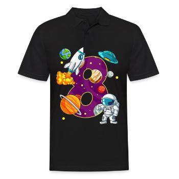 8 Birthday Space Space Astronaut 8 Years - Men's Polo Shirt - black - Front - Kai (181cm)