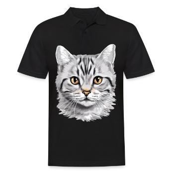 Chat Chats American Shorthair - Polo Homme - noir - Devant - Kai (181cm)