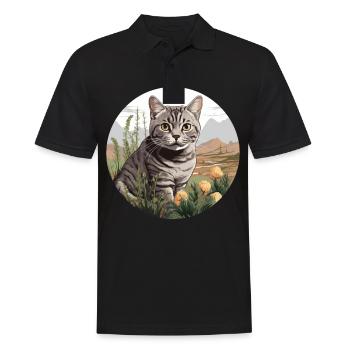 Chat Chats American Shorthair - Polo Homme - noir - Devant - Kai (181cm)