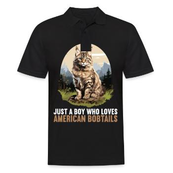 Cat Cats American Bobtail - Men's Polo Shirt - black - Front - Kai (181cm)