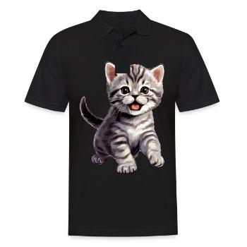 Chat Chats American Shorthair - Polo Homme - noir - Devant - Kai (181cm)