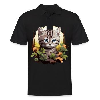 Chat Chats American Shorthair - Polo Homme - noir - Devant - Kai (181cm)