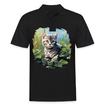 Chat Chats American Shorthair - Polo Homme - noir - Devant - Kai (181cm)