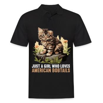 Cat Cats American Bobtail - Men's Polo Shirt - black - Front - Kai (181cm)