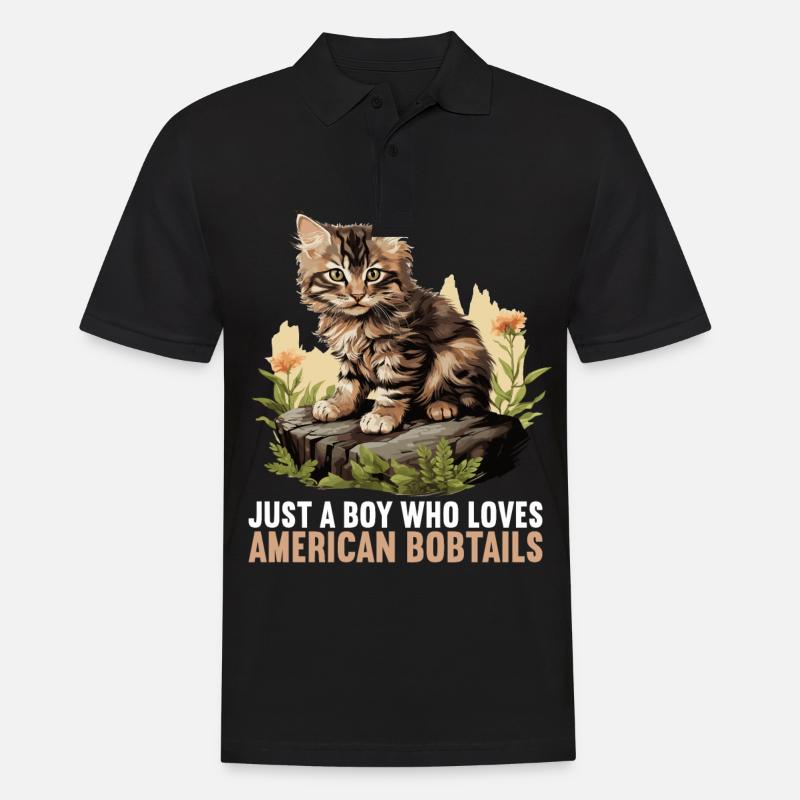 Cat Katzen American Bobtail - Männer Poloshirt - Schwarz