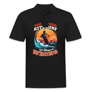 Kitesurfen Entweder Kitesurfen oder falsch - Männer Poloshirt - Schwarz - Vorne - Kai (181cm)